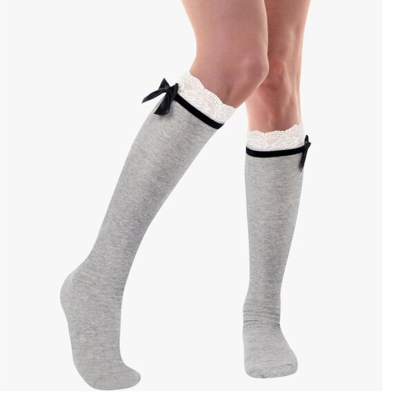 Bow Lace Ruffle Knee High Socks - Picture 3 of 4